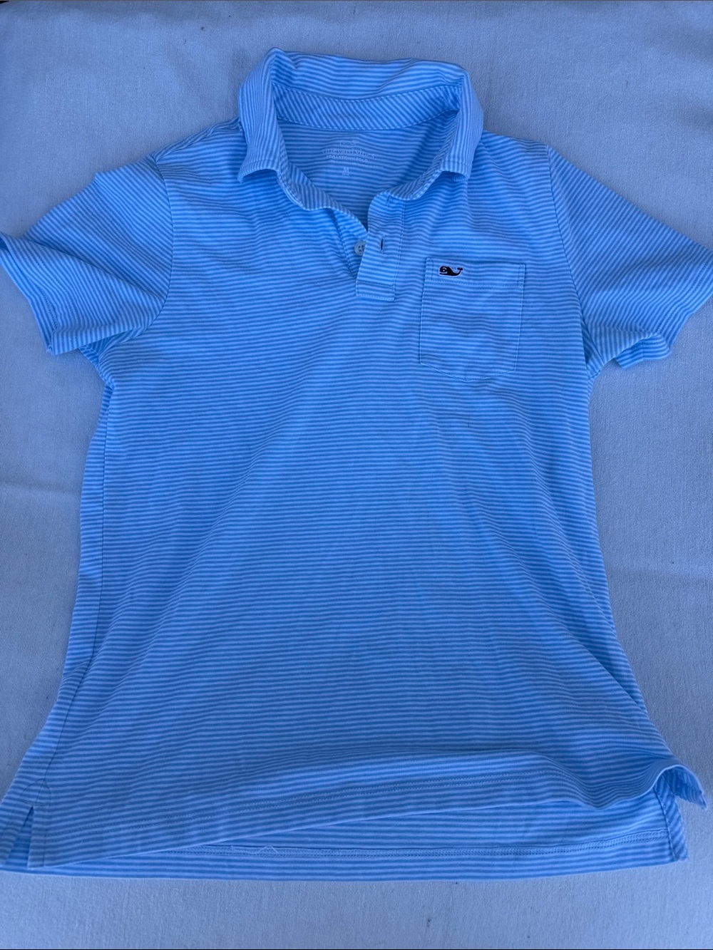 Vineyard Vines Sky Blue Striped Pocket Polo